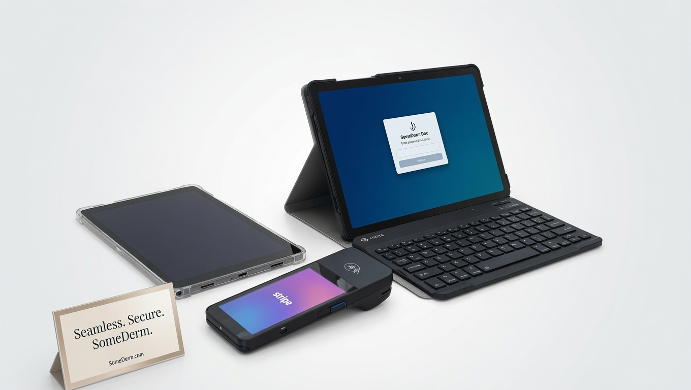 Two-tablet front desk and check-in kiosk with Stripe terminal